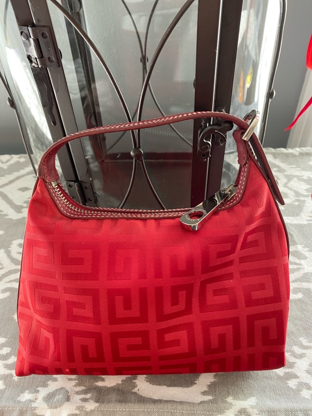 Givenchy Red Mini Bag with Tonal Monogram Pattern